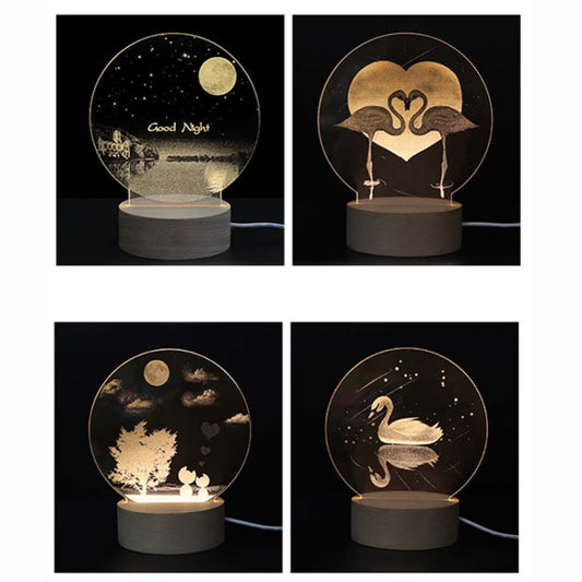 3D Atmosphere Decorative Light Acrylic Inner Carved LED Night Light Creative Girl Table Lamp(Good Night) by buy2fix