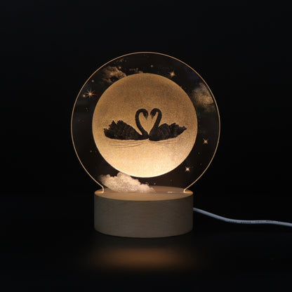 3D Atmosphere Decorative Light Acrylic Inner Carved LED Night Light Creative Girl Table Lamp(Full Moon Swan) - Novelty Lighting by buy2fix | Online Shopping UK | buy2fix