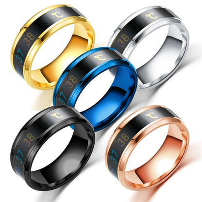 Smart Temperature Ring Stainless Steel Personalized Temperature Display Couple Ring, Size: 6(Black) - Rings by buy2fix | Online Shopping UK | buy2fix