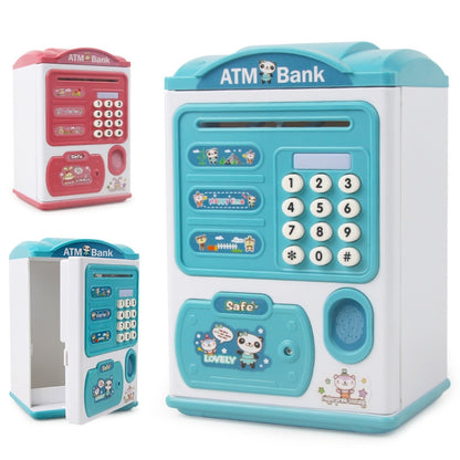 Simulation Password Fingerprint Sensor Unlocking Money Box Automatic Roll Money Safe ATM Piggy Bank(Pink) - Piggy Banks by buy2fix | Online Shopping UK | buy2fix