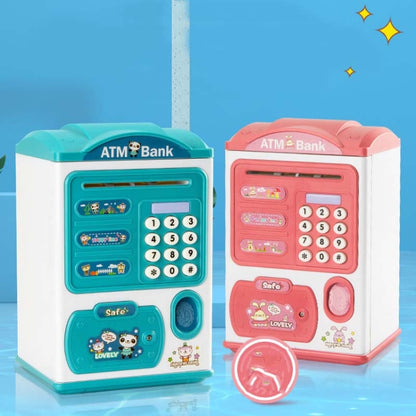 Simulation Password Fingerprint Sensor Unlocking Money Box Automatic Roll Money Safe ATM Piggy Bank(Blue) - Piggy Banks by buy2fix | Online Shopping UK | buy2fix