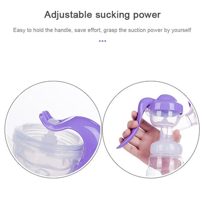 Painless Strength Adjustable Manual Massage Breast Pump(Purple) - Cups & Silicone Nipple by buy2fix | Online Shopping UK | buy2fix