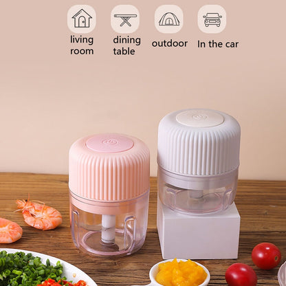 Household Vegetable Cutting Electric USB Garlic Masher Baby Mini Cooking Machine Baby Food Supplement Machine, Style:250ml(Pink) - Stirrer & Squeezer by buy2fix | Online Shopping UK | buy2fix