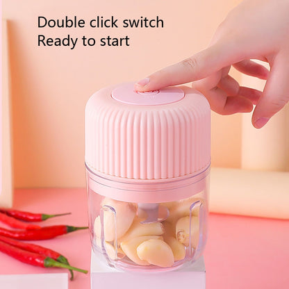 Household Vegetable Cutting Electric USB Garlic Masher Baby Mini Cooking Machine Baby Food Supplement Machine, Style:100ml + 250ml(Pink) - Stirrer & Squeezer by buy2fix | Online Shopping UK | buy2fix