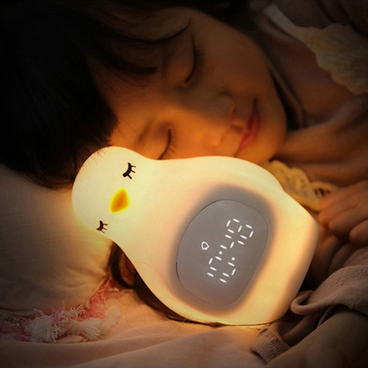 Creative Multifunctional Penguin Silicone Cute Beans Wake Children Sleeping LED Electronic Alarm Clock(Yellow Light) - Novelty Clock by buy2fix | Online Shopping UK | buy2fix