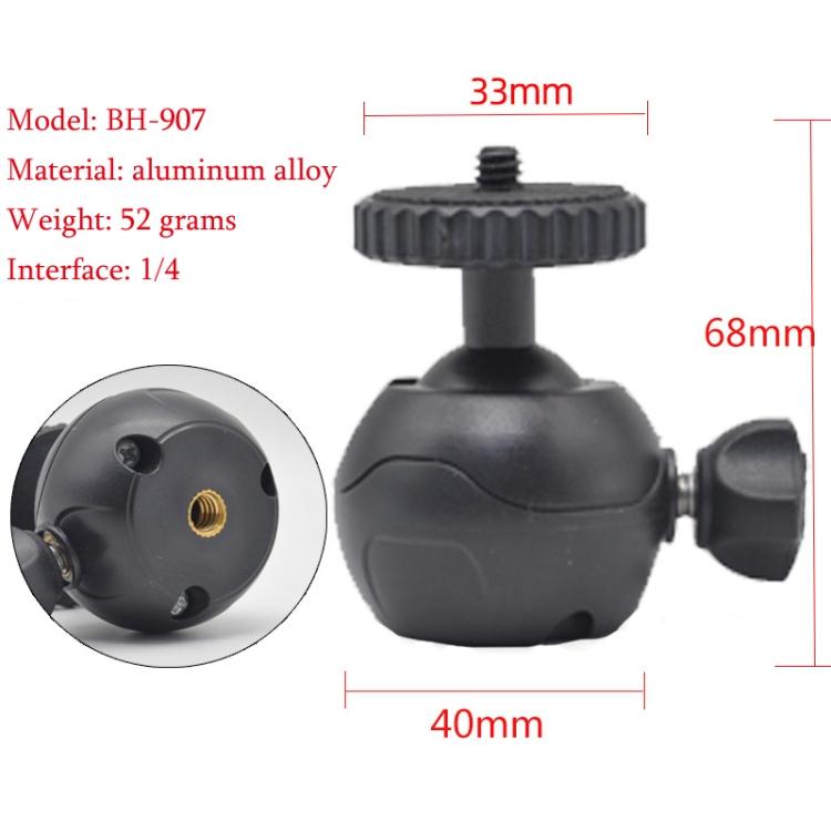 BH-907 Mini Desktop Aluminum Alloy Tripod Mini Ball Head 360 Degree Pan 90 Degree Tilt Tripod by buy2fix