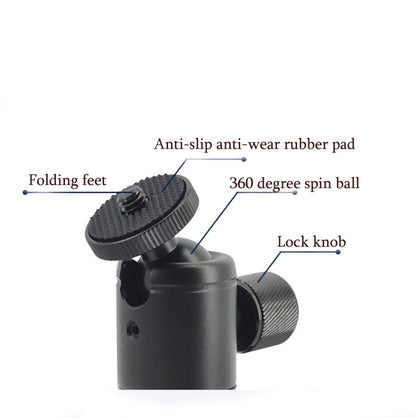 BH-907 Mini Desktop Aluminum Alloy Tripod Mini Ball Head 360 Degree Pan 90 Degree Tilt Tripod by buy2fix