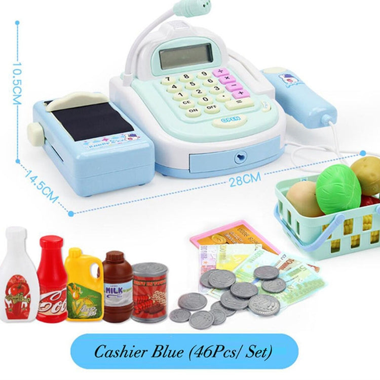 Mini Analog Supermarket Checkout Cash Register Set Child Role Playing Toy 46 PCS / Set  Blue - Pretend Play Toys by buy2fix | Online Shopping UK | buy2fix