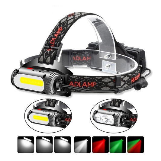 TG-TD113 T6+COB Head-Mounted USB Charging Rotating Multi-Function Headlight White Red And Green Three Light Sources Headlight (With Charging Set) - Headlamp by buy2fix | Online Shopping UK | buy2fix