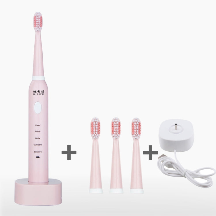 DELIPU Electric Toothbrush Rechargeable Sonic 5-Speed Adjustment Children Adult Household Waterproof Soft Hair Whitening Toothbrush USB Charging Stand(Pink) - Toothbrushes by buy2fix | Online Shopping UK | buy2fix