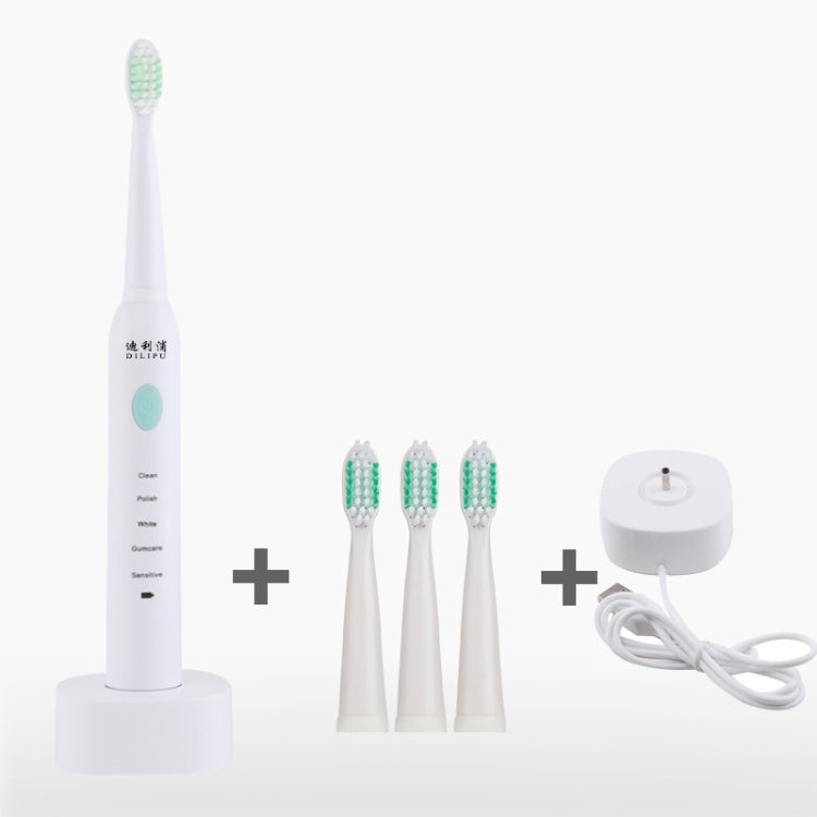 DELIPU Electric Toothbrush Rechargeable Sonic 5-Speed Adjustment Children Adult Household Waterproof Soft Hair Whitening Toothbrush USB Charging Stand(White) - Toothbrushes by buy2fix | Online Shopping UK | buy2fix