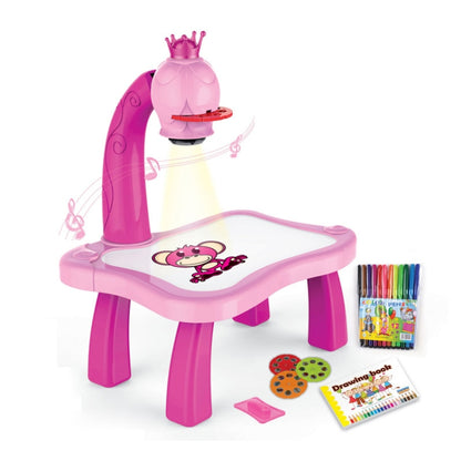 Smart Children Projection Painting Board Multifunctional Drawing Table Toy Set(Pink) - Drawing Toys by buy2fix | Online Shopping UK | buy2fix