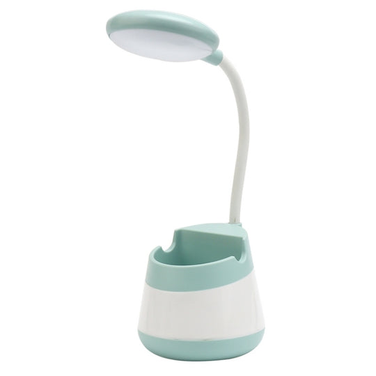 USB Charging LED Desk Light Eye Protection Lamp with Pen Holder and Phone Holder(CS276-1 Green)