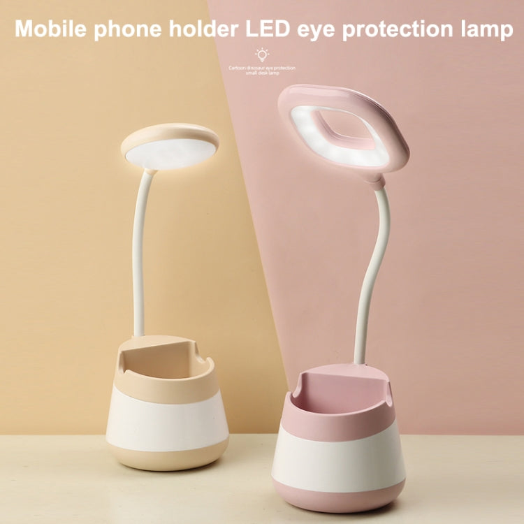 USB Charging LED Desk Light Eye Protection Lamp with Pen Holder and Phone Holder(CS276-1 Pink) - Desk Lamps by buy2fix | Online Shopping UK | buy2fix