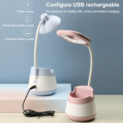 USB Charging LED Desk Light Eye Protection Lamp with Pen Holder and Phone Holder(CS276-1 Pink) - Desk Lamps by buy2fix | Online Shopping UK | buy2fix