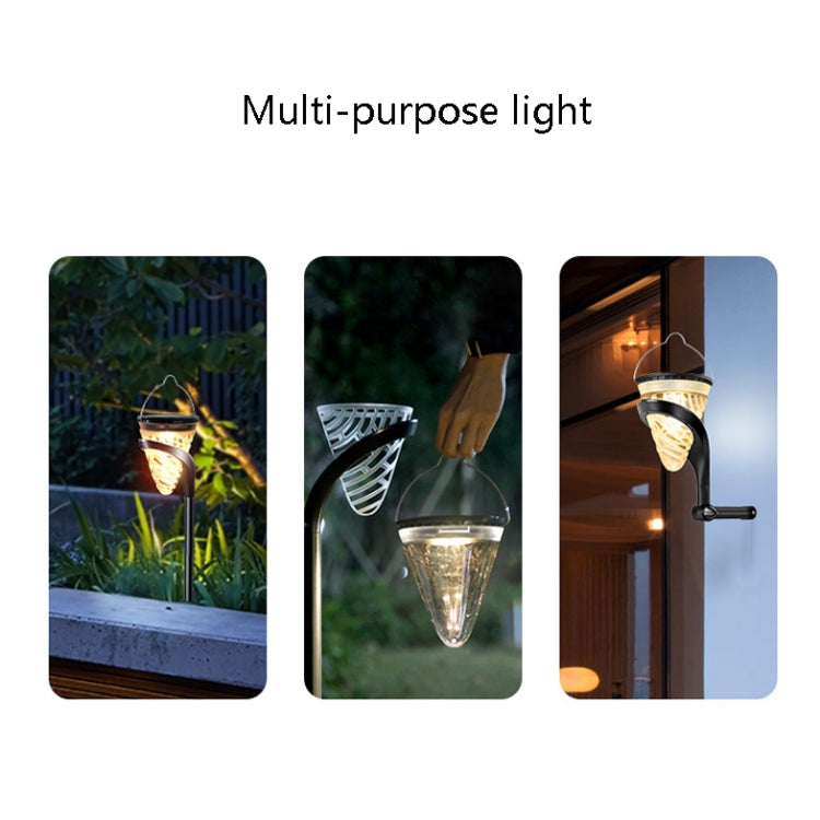 Cone-Shape Garden Decoration Solar Lawn Light Outdoor LED Ground Plug And Wall-Mounted Dual Purpose Lights(White and Warm Light) - Solar Lights by buy2fix | Online Shopping UK | buy2fix