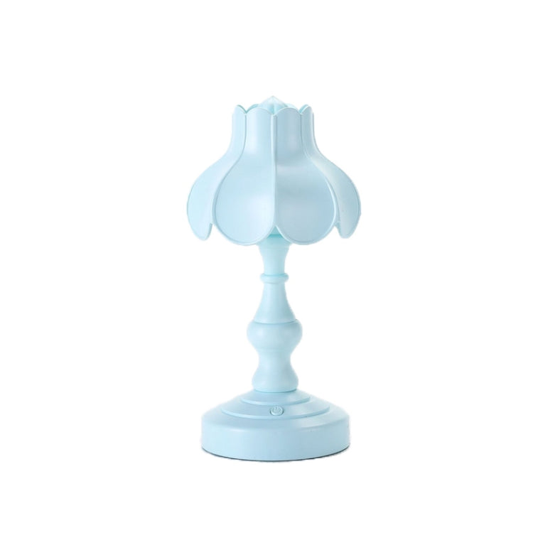 Retro Charging Table Lamp Bedroom Bed LED Eye Protection Light(LD05 Lotus Light Blue) - Bedside Light by buy2fix | Online Shopping UK | buy2fix