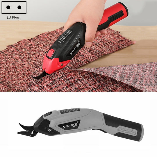 YOURTOOLS Y4005 12W Tungsten Steel Electric Scissors Clothing Leather Carpet Trimming Scissors, EU Plug (Gray)