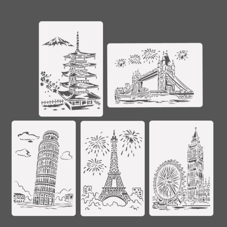 Tower System (5pcs / Set) Construction Series Painting Template Theme City A4 Label Template - Art Supplies by buy2fix | Online Shopping UK | buy2fix