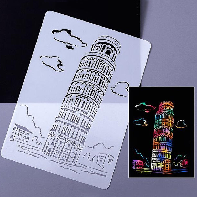 3 Pisa Tower Construction Series Painting Template Theme City A4 Label Template - Art Supplies by buy2fix | Online Shopping UK | buy2fix