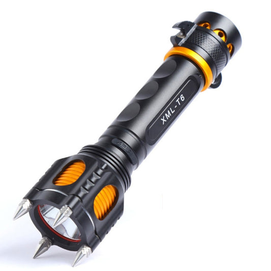 Outdoor LED T6 Strong Light Rechargeable Flashlight Car Safety Hammer Multi-Function Aelf-Defense Flashlight(Single Flashlight) by buy2fix
