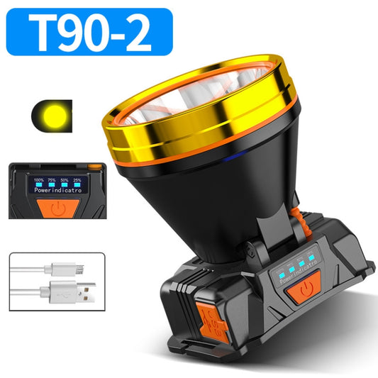 LED Night Fishing Charge Head Light Outdoor Camping Fishing Miner Light Searchlight Head-Mounted Flashlight With Charge Display, Colour: 40 Lamp Beads Yellow Light by buy2fix