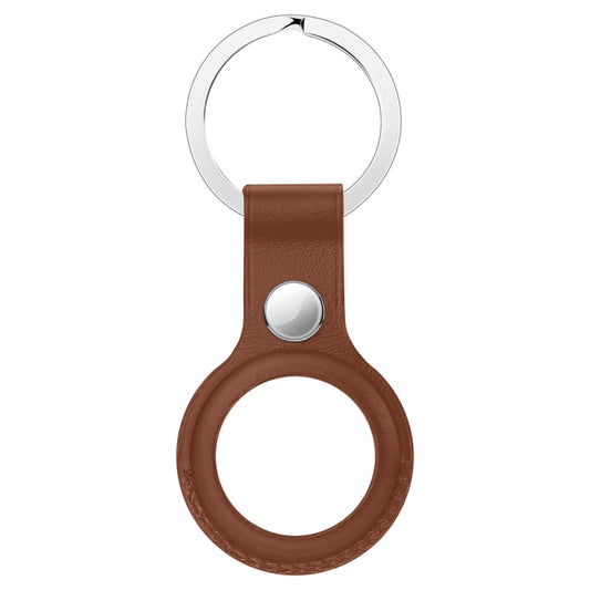 Anti-scratch Top-layer Cowhide Leather Protective Cover with Hanging Buckle for AirTag(Brown) - Other by buy2fix | Online Shopping UK | buy2fix