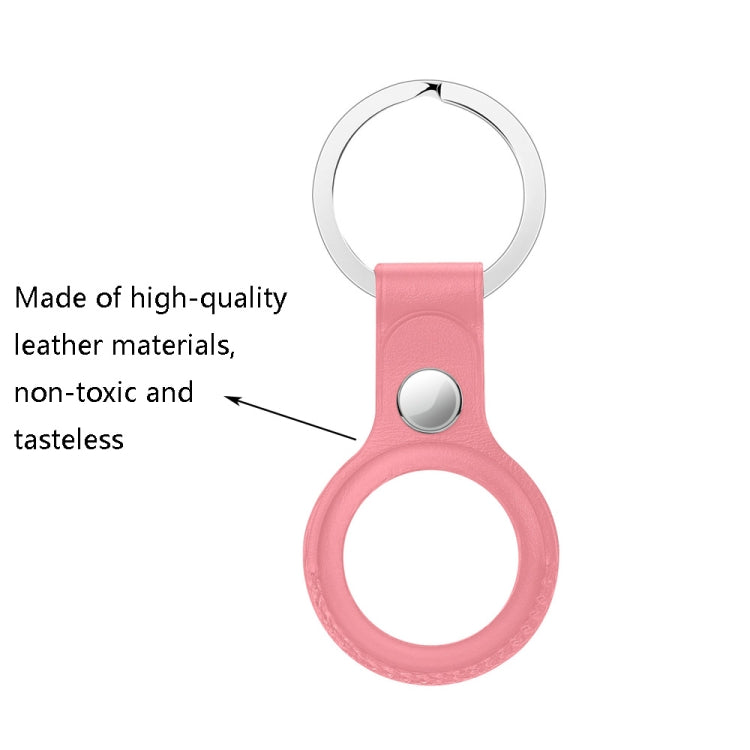 Anti-scratch Top-layer Cowhide Leather Protective Cover with Hanging Buckle for AirTag(Big Red) - Other by buy2fix | Online Shopping UK | buy2fix