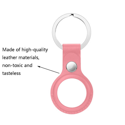 Anti-scratch Top-layer Cowhide Leather Protective Cover with Hanging Buckle for AirTag(Big Red) - Other by buy2fix | Online Shopping UK | buy2fix