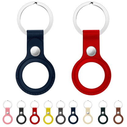 Anti-scratch Top-layer Cowhide Leather Protective Cover with Hanging Buckle for AirTag(Black) - Other by buy2fix | Online Shopping UK | buy2fix