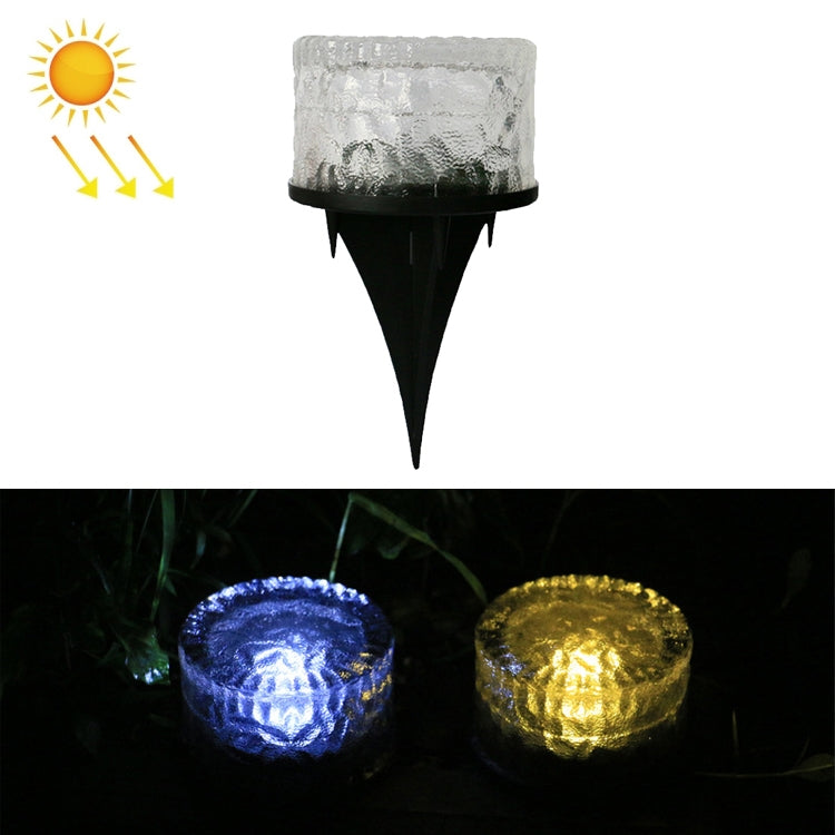 Outdoor Solar Buried Lamp Round Glass Floor Street Light Garden Ice Brick Waterproof Lamp(Warm Light) - Buried Lights by buy2fix | Online Shopping UK | buy2fix