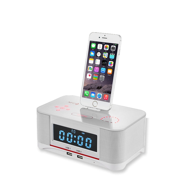 A8 Charging Base Audio NFC Bluetooth Speaker Alarm Clock, Specification: US Plug(White) - Desktop Speaker by buy2fix | Online Shopping UK | buy2fix