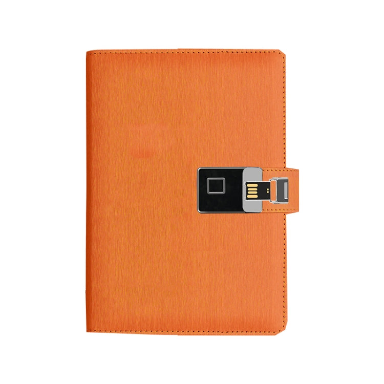 A5 Multi-Function Fingerprint Unlocking Notebook Can Record 10 Fingerprints, Specification: Fingerprint Lock + 16G U Disk(Steel Wire Orange) by buy2fix