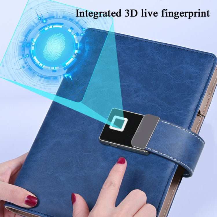 A5 Multi-Function Fingerprint Unlocking Notebook Can Record 10 Fingerprints, Specification: Fingerprint Lock + 16G U Disk(Crazy Horse Pattern Red) by buy2fix