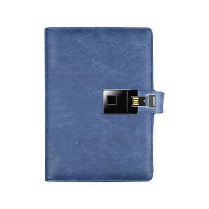 A5 Multi-Function Fingerprint Unlocking Notebook Can Record 10 Fingerprints, Specification: Only With Fingerprint Lock(Crazy Horse Pattern Blue) by buy2fix