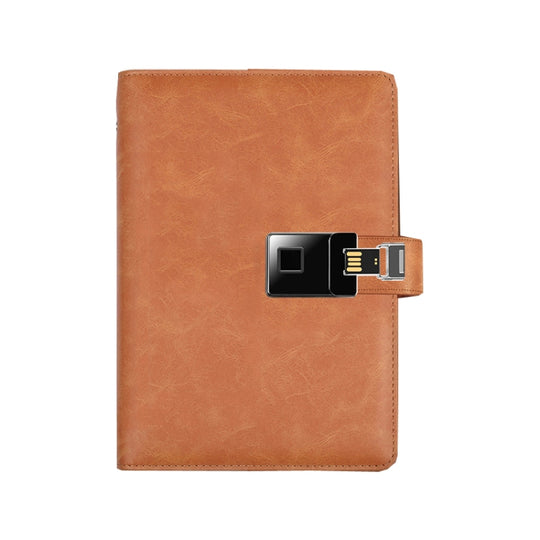A5 Multi-Function Fingerprint Unlocking Notebook Can Record 10 Fingerprints, Specification: Only With Fingerprint Lock(Crazy Horse Pattern Brown)