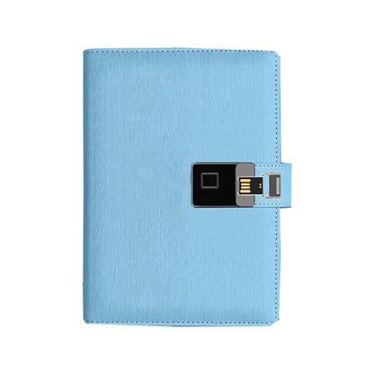A5 Multi-Function Fingerprint Unlocking Notebook Can Record 10 Fingerprints, Specification: Only With Fingerprint Lock(Steel Wire Sky Blue) by buy2fix
