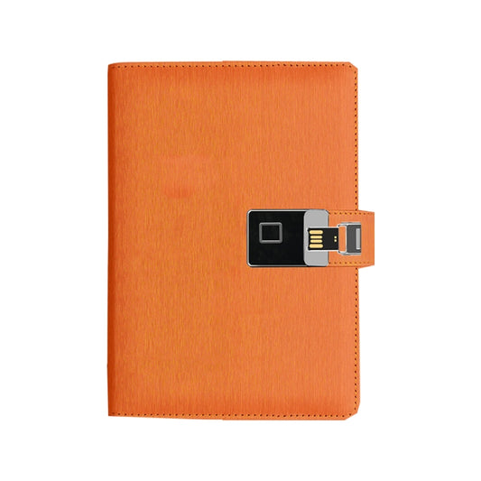 A5 Multi-Function Fingerprint Unlocking Notebook Can Record 10 Fingerprints, Specification: Only With Fingerprint Lock(Steel Wire Orange) by buy2fix