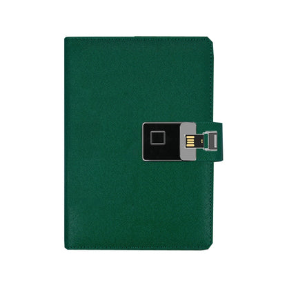A5 Multi-Function Fingerprint Unlocking Notebook Can Record 10 Fingerprints, Specification: Only With Fingerprint Lock(Cross Pattern Green) by buy2fix