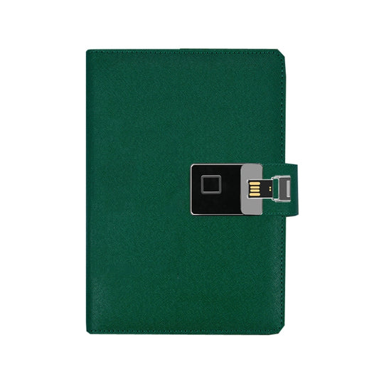 A5 Multi-Function Fingerprint Unlocking Notebook Can Record 10 Fingerprints, Specification: Only With Fingerprint Lock(Cross Pattern Green)