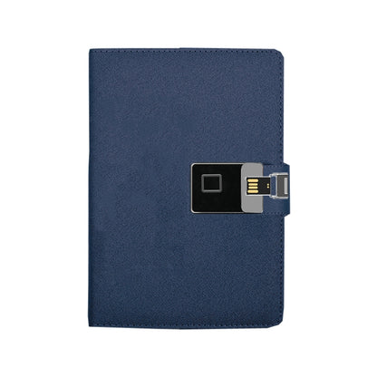 A5 Multi-Function Fingerprint Unlocking Notebook Can Record 10 Fingerprints, Specification: Only With Fingerprint Lock( Cross Pattern Blue) by buy2fix