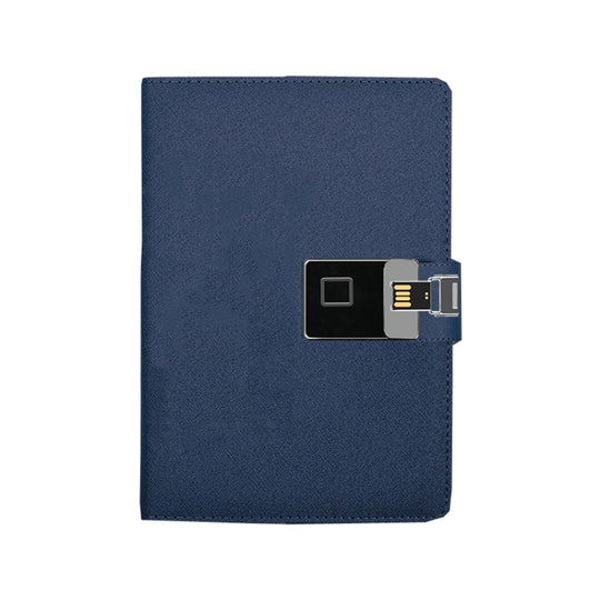 A5 Multi-Function Fingerprint Unlocking Notebook Can Record 10 Fingerprints, Specification: Only With Fingerprint Lock( Cross Pattern  Blue)