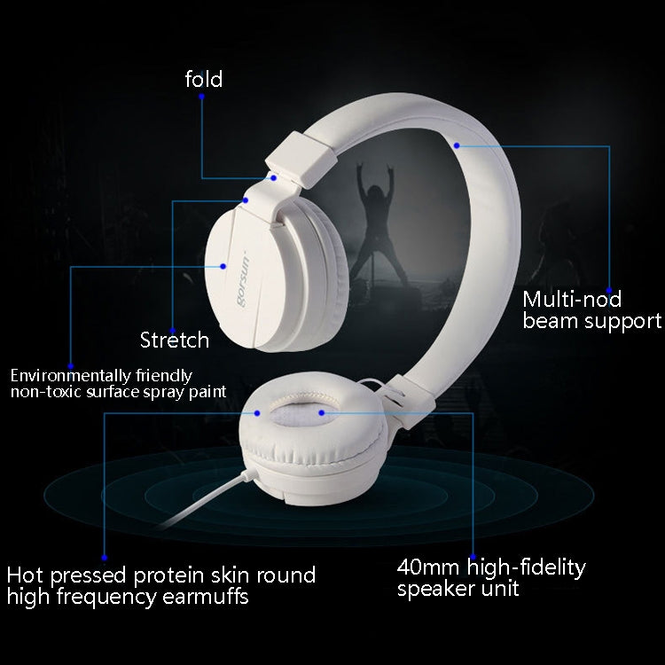 Gorsun GS-778 Mobile Phone Music Headset Wired Laptop Children Headphones(White) - Headset & Headphone by buy2fix | Online Shopping UK | buy2fix