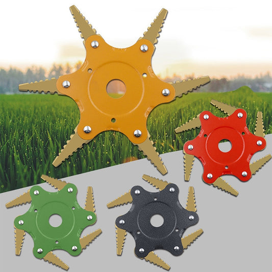 Toothed Mower Blade Six-Leaf Cyclone Blade Agricultural Weeder Parts(Golden Blade Bagged Gray) by buy2fix