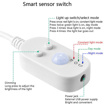 LED Light Strip USB Human Intelligent Induction Waterproof Light Strip 2835 Patch Cabinet Wardrobe Soft Light Strip 1m(3000K Warm White) - Sensor LED Lights by buy2fix | Online Shopping UK | buy2fix