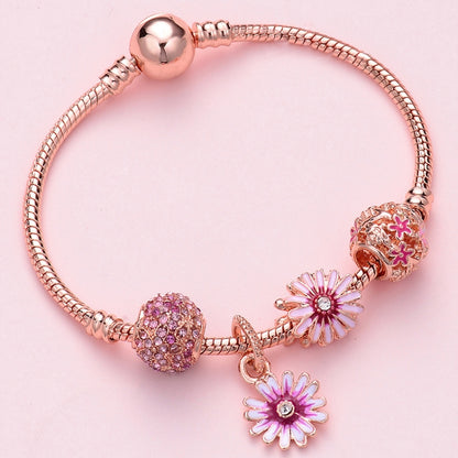 SL128 19cm Women Rose Gold Beaded Bracelet - Bracelets by buy2fix | Online Shopping UK | buy2fix