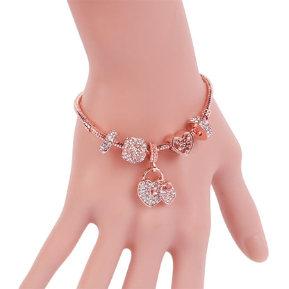 SL128 19cm Women Rose Gold Beaded Bracelet - Bracelets by buy2fix | Online Shopping UK | buy2fix