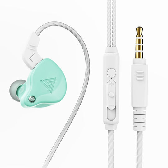 QKZ AK6 2 PCS  In-Ear 3.5mm Wired Subwoofer Sports Earphones(AK6-X Apple Green with Mic)