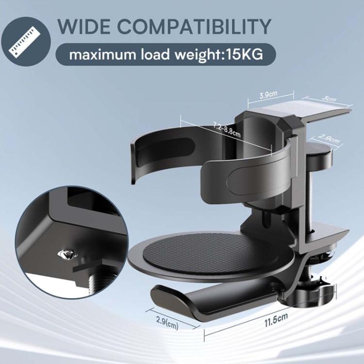 Rotating Cup Holder Headphone Holder Internet Cafe Monitor Headphone Hanger( Black) - Headset Stand by buy2fix | Online Shopping UK | buy2fix