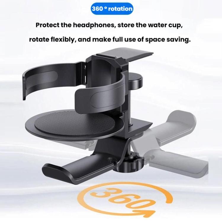 Rotating Cup Holder Headphone Holder Internet Cafe Monitor Headphone Hanger(Moonlight Silver) - Headset Stand by buy2fix | Online Shopping UK | buy2fix